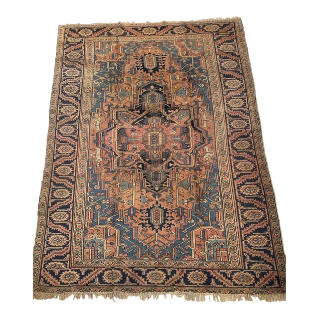 Vintage Room Size Heriz Wool Rug For Sale