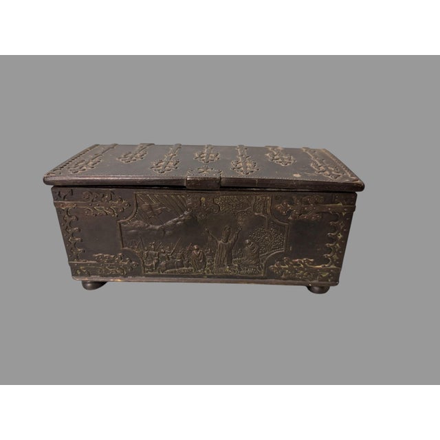 Vintage Iron Art Denmark Cast Metal Chest Battle of Lyndanisse in 1219 For Sale - Image 11 of 11