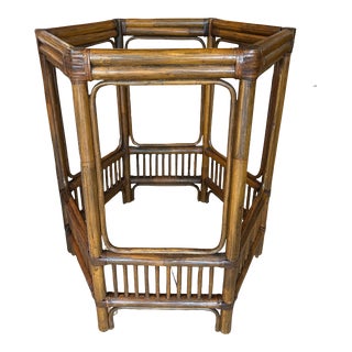 Vintage Palm Beach Ficks Reed Rattan Bamboo Dining Game Center Table Base Round For Sale