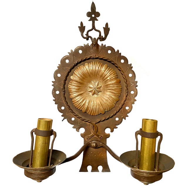 1930s Large Spanish Revival Wall Sconces - a Pair For Sale In Los Angeles - Image 6 of 9
