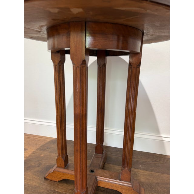 Late 19th Century Antique Edwardian Burl Veneer Maritime Lamp Table Attributed Ocean Liner Furniture, Circa 1900 For Sale - Image 5 of 12