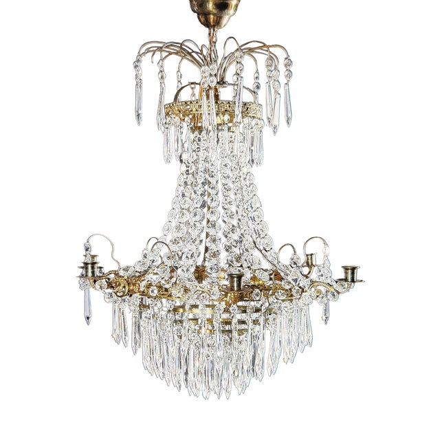 Empire Swedish Chandeliers in Cut Glass, 1890s For Sale