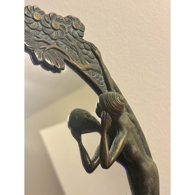1960s Art Nouveau Revival Figural Tabletop Vanity Mirror For Sale In Miami - Image 6 of 8