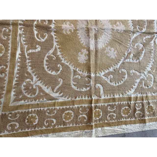 Handmade Suzani Tablecloth From Central Asian 4'9'' X 5'1'' For Sale In New York - Image 6 of 11