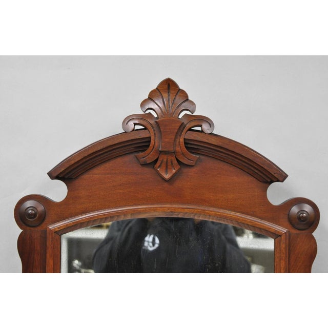 Antique Eastlake Victorian Carved Walnut Marble Top Washstand Dresser W/ Mirror For Sale - Image 4 of 18