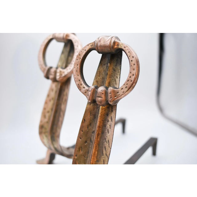 Metal Vintage Japanese Heavy Bronze Fireplace Andirons - a Pair For Sale - Image 7 of 13