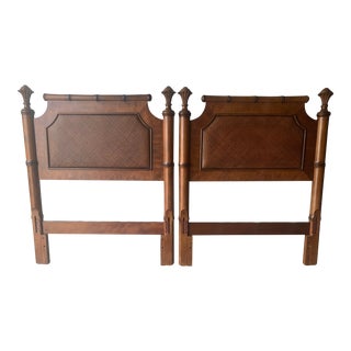 Tommy Bahama Style Faux Bamboo and Wicker Twin Headboards - a Pair For Sale