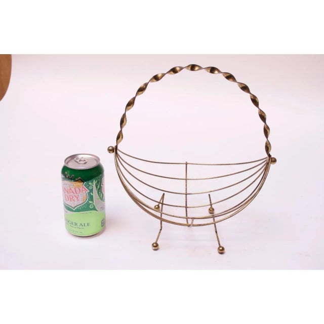 1950s Mid-Century Modern Brass Decorative Basket For Sale - Image 5 of 13