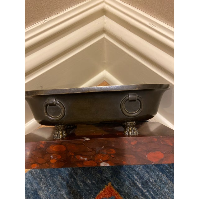 Metal 19th Century Italian Bronze Tub on Marble Base For Sale - Image 7 of 8