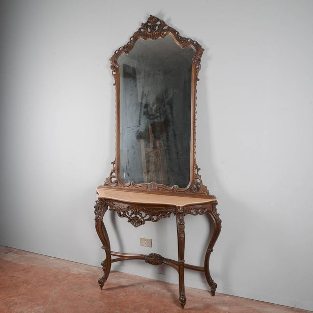 carved console measures 128 x 35 x h 85.5 plus spec 152 Style console Category Dimensions: Height 152 cm Width 128 cm...