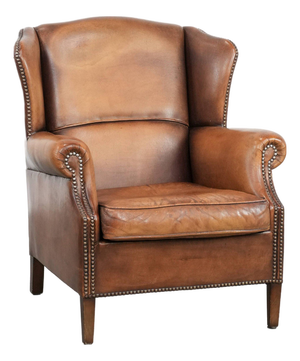 Sheepskin Leather Wing Chair