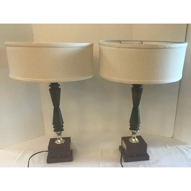 Mid Century Dimmable Lamps With Drum Shades - a Pair For Sale In Dallas - Image 6 of 13