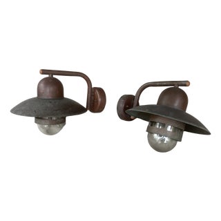 Scandinavian Garden Wall Lamp in Copper and Glass by Norlux, 1980s For Sale