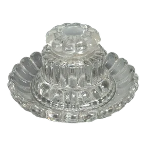 C1840 French Louis Phillipe I Crystal Inkwell Desk Set Part Signed by Baccarat