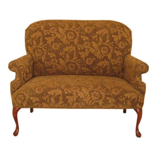 1990s Vintage Queen Anne Style Upholstered Loveseat Settee Chairish