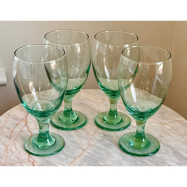 Set of Four Vintage Libbey Green-Tinted Wine Glasses – 7" Tall Gorgeous set of 4 light green goblets by Libbey. The color...
