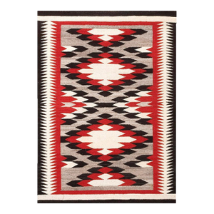 1930s Gray Medallion Antique American Navajo Rug 2' 10"x 4' Flatweave Wool Carpet