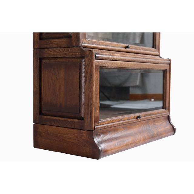 Mission Style Oak Barrister Bookcase 5 Stack-Leaded Glass in Micheals Cherry For Sale - Image 11 of 18