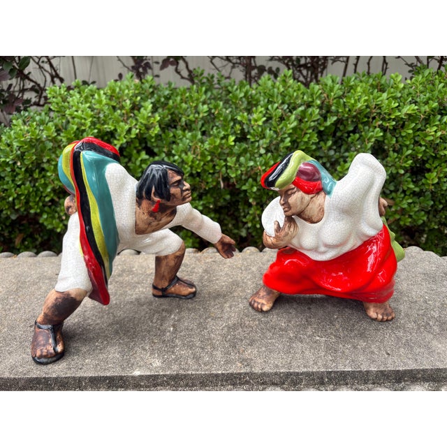 1950s Pair of Brayton Laguna Glazed Pottery Figures For Sale - Image 10 of 10