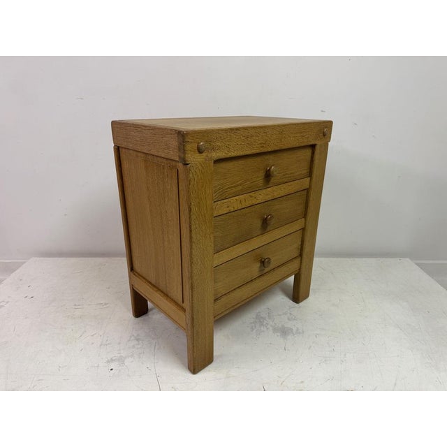 Brutalist Three-Drawer Oak Chest of Drawers, 1960s For Sale - Image 4 of 13