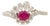 18k Gold Mozambique Natural Ruby & Diamond Floral Halo Cocktail Ring Size 9 For Sale