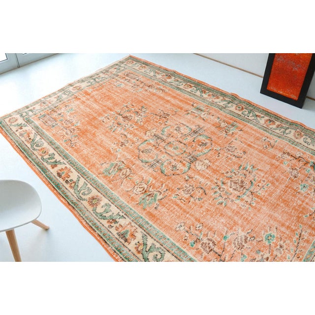 1950s Oushak Vintage Handmade Rug For Sale - Image 5 of 6