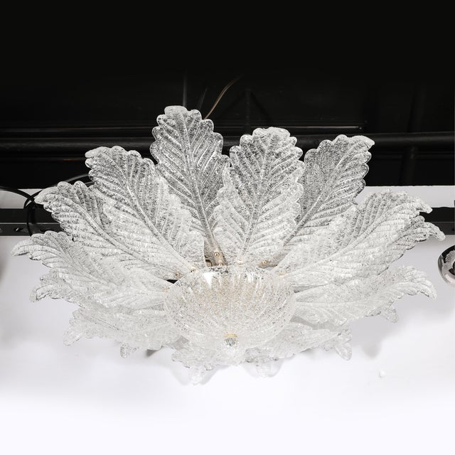 Modernist Hand-Blown Mottled Murano Glass Acanthus Flush Mount For Sale - Image 9 of 18