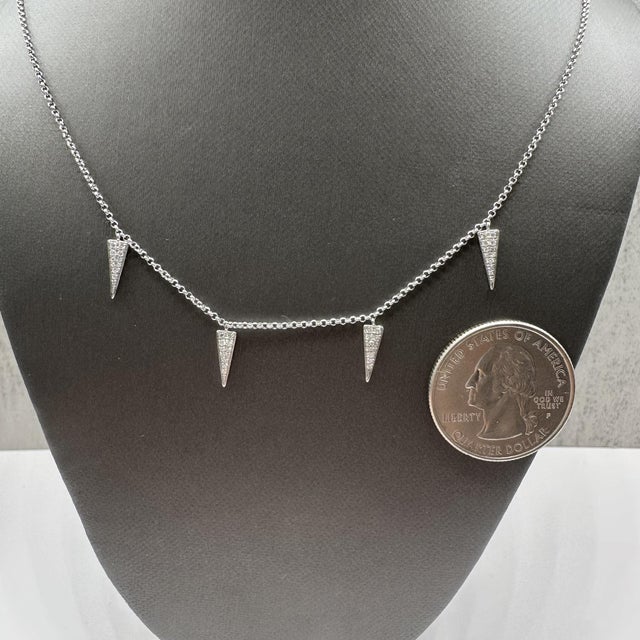 Contemporary Diamond Dangle Charm Necklace in 18kt White Gold – 0.15ctw, Adjustable For Sale - Image 3 of 4