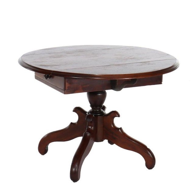 Wood Antique Victorian Walnut Drop Leaf Table C1890 For Sale - Image 7 of 11