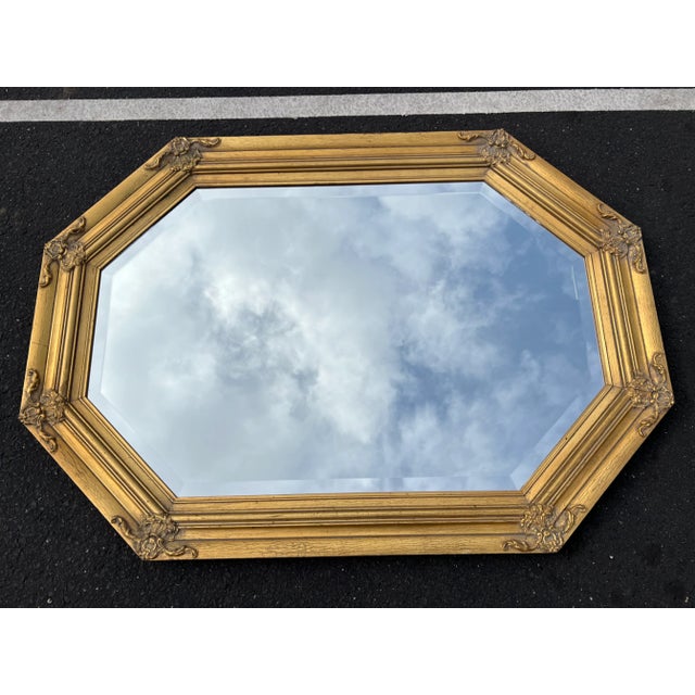 1980s Vintage Octagonal Gilt Beveled Glass Decorator Mirror For Sale - Image 5 of 6