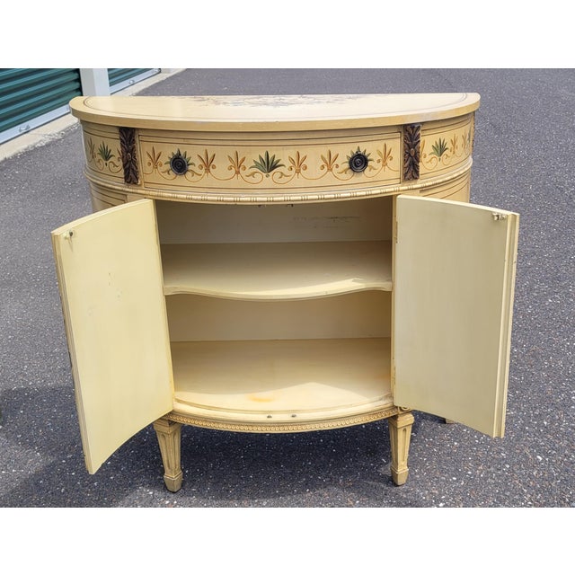 French Antique Adams Painted Demilune Credenza For Sale - Image 3 of 14