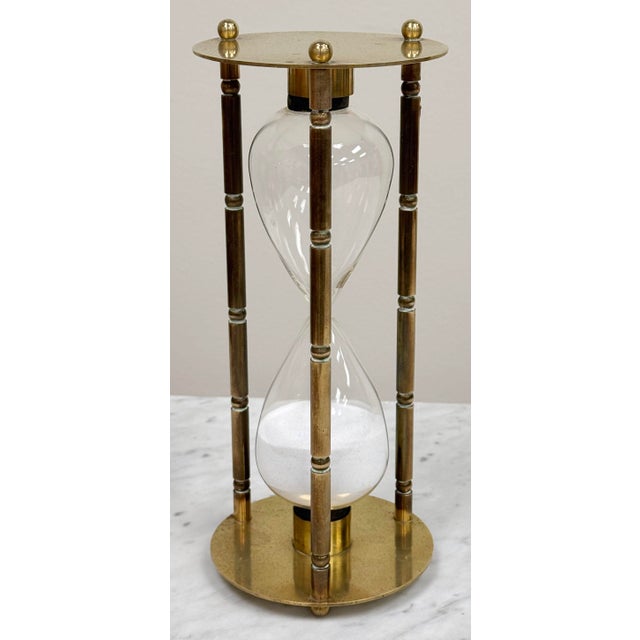 Mid-Century Modern Vintage Brass Hourglass Sand Timer For Sale - Image 3 of 7