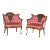 1950s Louis XV Style Tufted Buttoned-Down French Regency Pink & Gold Armchairs Chairs- Set of 2 For Sale