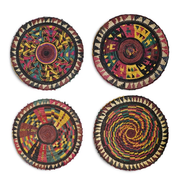 Beautiful vintage natural hand woven flat grass plates. These great art pieces make unique place mats. Each is uniquely...