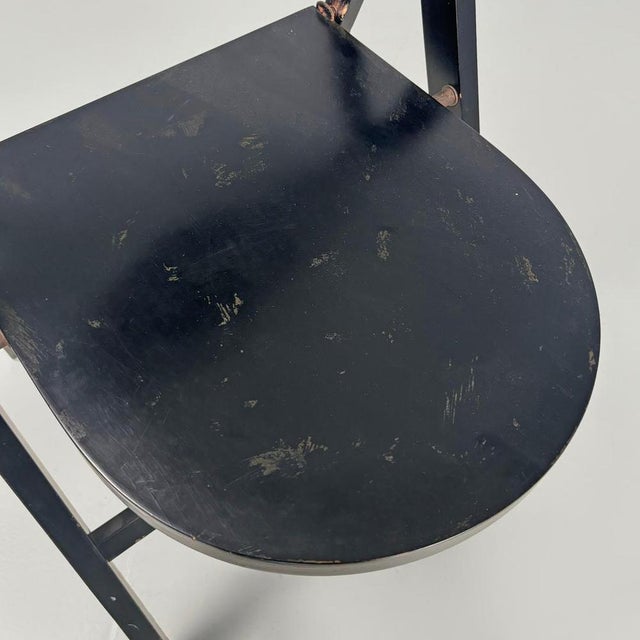 Italian Mid-Century Modern Black Folding Chair Tric Castiglioni Bonacina, 1960s from Hille For Sale - Image 15 of 18