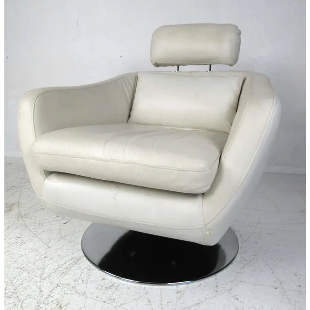 White Modern Style Swivel Lounge Chairs - a Pair For Sale - Image 8 of 12
