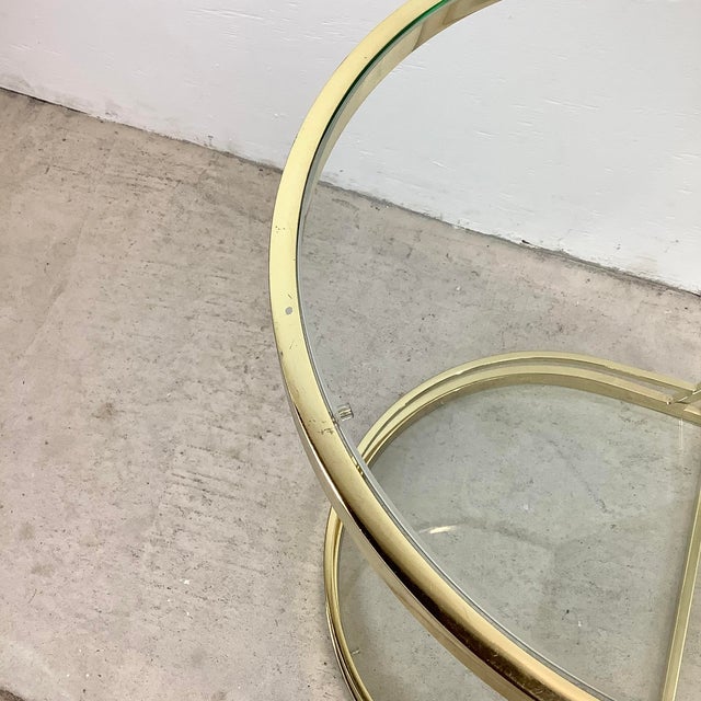 Metal Vintage Hollywood Regency Brass & Glass Magazine Rack Side Table For Sale - Image 7 of 18