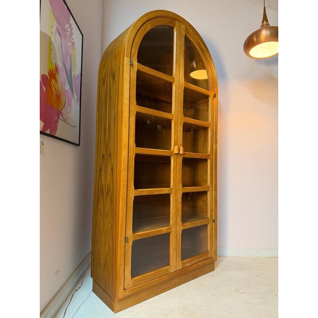 Round Arched Teak Display Case with Lighting by Dyrlund For Sale - Image 5 of 11