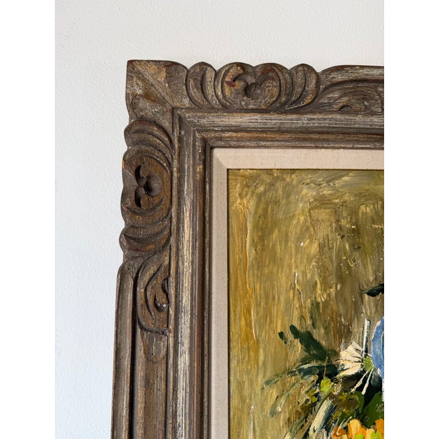 1970s Etta Benjamin Cien (American, 1924-2009) Impressionist Heavy Impasto Floral Still Life Oil on Masonite Painting, Framed For Sale - Image 11 of 12
