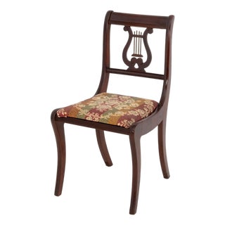 Duncan Phyfe Style Lyre Back Mahogany Side Chair For Sale