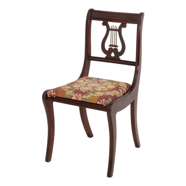 Duncan Phyfe Style Lyre Back Mahogany Side Chair For Sale