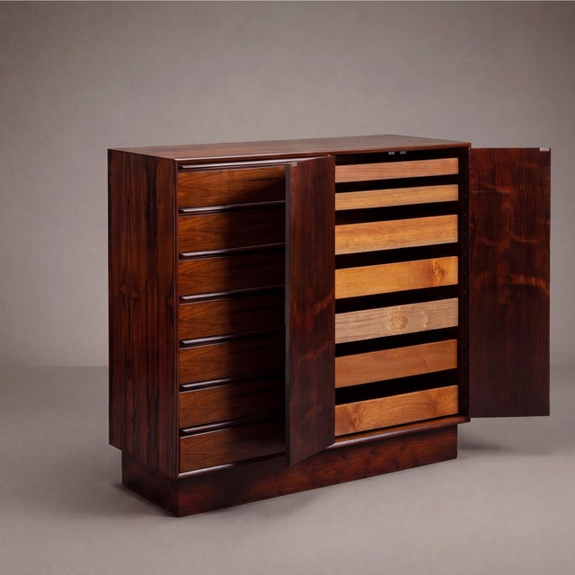 Westnofa Furniture Brazilian Rosewood Gentleman's Dresser Chest by Westnofa Sweden For Sale - Image 4 of 7