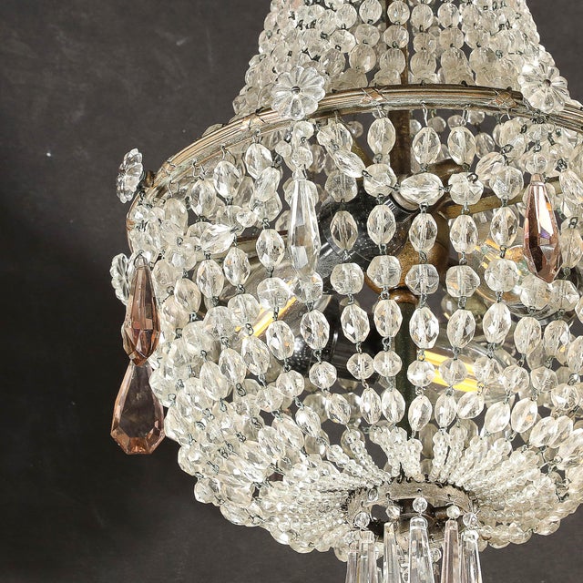 Hollywood Regency Crystal Beaded Chandelier W/ Gilt Bronze Fittings by Baccarat For Sale - Image 17 of 18
