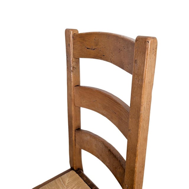 Brown Vintage French Oak Chairs, 1950s, Set of 4 For Sale - Image 8 of 11