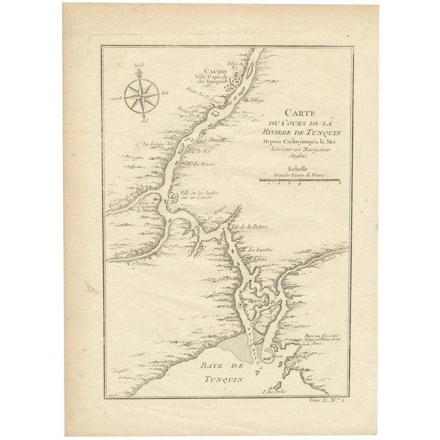 1750 Bellin Map of the Red River (Tonkin River) and Hanoi, Vietnam For Sale - Image 10 of 10