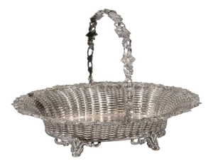 English 19th Century Silverplate Pierced Bread Basket