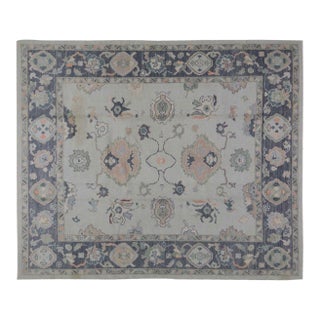 Pakistani Oushak Knotted Wool Rug, 8'2''x9'10'' For Sale