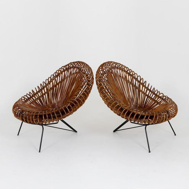 1970s 1970s Pair of Wicker Lounge Chairs by Janine Abraham and Dirk Jan Rol for Rougier For Sale - Image 5 of 18