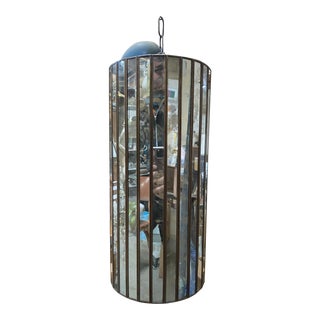 17" Post Modern Copper Mirrored Cylinder Chandelier For Sale