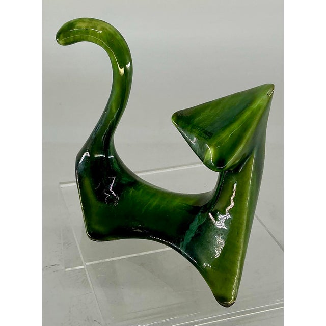 Mid-Century Modern Mid Century Ceramic Abstract Cat Figurine For Sale - Image 3 of 9